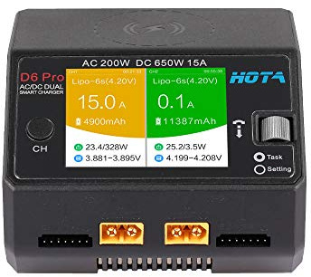 HOTA D6 Pro Lipo Ladegerät AC200W DC650W 15A für LiHv Nicd NiMH Lipo Akku mit Balance Phone Wireless Charging RC Car Drone Parts