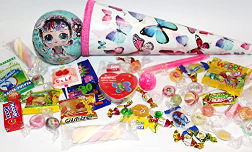 101683 gefüllte Schultüte 35cm L.O.L. Kugel Zuckertüte als Geschenk mit LOL Puppe zum Schulanfang Geschwistertüte