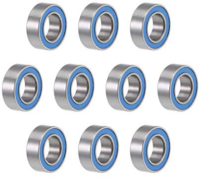 sourcing map 10 Stück Rillenkugellager Doppelt Abgedichtete MR95-2RS 5mm x 9mm x 3mm Blau Abdeckung Chromstahl P6 (ABEC3)