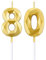 BBTO 80. Geburtstag Zahlen Kerzen, Gold, 2 Stück, 5 cm, unparfümiert, modern, numerical, unisex, Dekoration, Feier, Ungiftig, Kerze, Ganzjährig