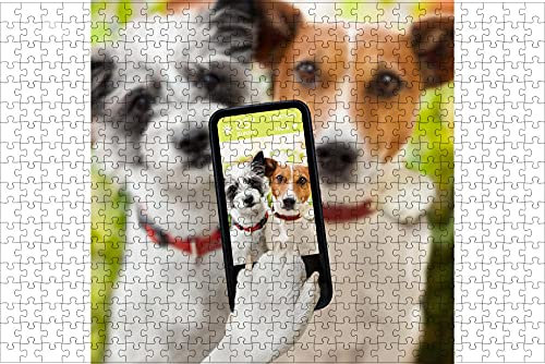 LHJOY puzzle game jigsaw 1000 pieceJack Russell Terrier Dog Selfie Smartphone Paw Animal Birthday Gift 75x50cm