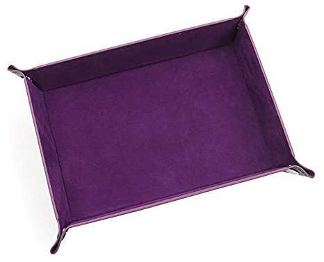 1 Stück Würfelhalter Würfelunterlage Würfel Rolltablett PU Leder Würfelablage Rechteckig Faltbare Würfelablage für Würfelspiele und andere Tischspiele, Lila