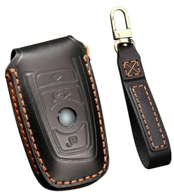 ontto Leder Autoschlüssel Hülle Passt für BMW 1er 2er 3er 4er 5er 6er F10 F12 F20 F25 F30 X3 X4 M3 M4 M5 3GT 5GT Fernbedienung Cover Schlüsselhülle Etui Schlüsselanhänger Schlüssel Schutz-Schwarz B