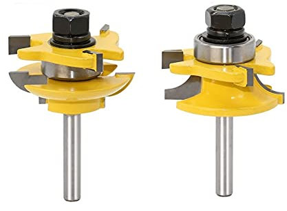 SYJY-SHOP 2 Bit Rail And Stile Router Bit Set, 1/4 Shank Shaker Rail And Stile Router Bits,door Knife Woodworking Cutter Tenon Cutter For Cabinet Door And More