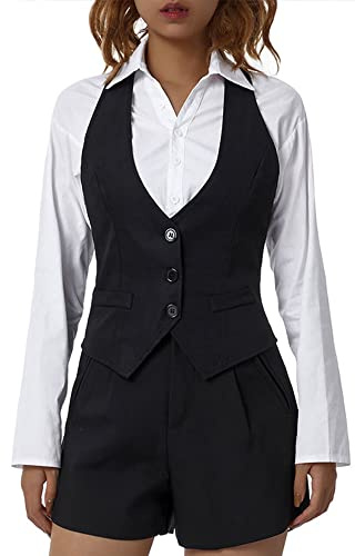Acrawnni Women Y2K Waistcoat Vest Halter Neck Button Down Dressy Vests Tuxedo Suit Racerback Sleeveless Vintage Slim Fit Streetwear