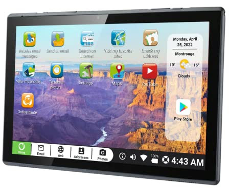 Pix Star Touch Easy to Use Tablet for Seniors, Touch Screen & Simple Interface - WiFi - 10.1 Inches, 2 Cameras - Ideal for Video Calls, Web Search, Photos, Highly Giftable