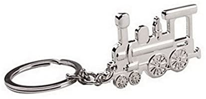 Générique Schlüsselanhänger Zug Lokomotive aus Edelstahl Silber 9x4 cm für Kinder Züge Liebhaber männlich Metall