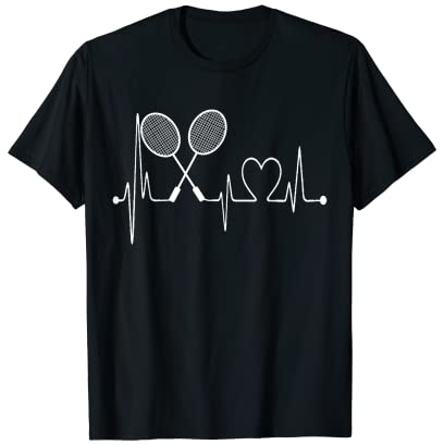 Badminton Heartbeat EKG Lustiges Badminton-Spieler-Kostüm T-Shirt