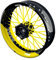 One-Wheel, Premium Felgenaufkleber passend für Husqvarna 701, Motiv: 701 Supermoto halb halb geteilt, Felgenrandaufkleber GP, Wheelsticker Motorrad, Farbe: gelb