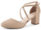 Greatonu Damen Pumps Riemchenpumps Spangenpumps Sandale mit Kreuz Knöchelriemen Blockabsatz Geschlossener Spitze Glitzer Pumps - Perfekt für Hochzeiten und Partys Beige 41 EU