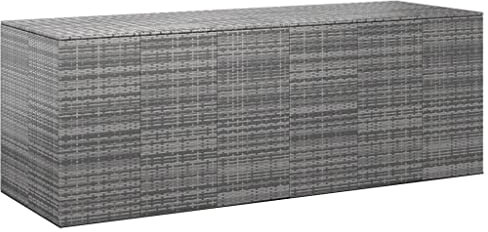 Makastle Auflagenbox PP Rattan Optik Gartenbox Gartentruhe Auflagen Kissen Garten Box mit Deckel, Aufbewahrungsbox Garten Auflagenbox Kissenbox für Outdoor Geeignet, 291x100,5x104 cm Grau