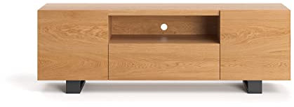 Danzz Lift-TV-Schrank aus Massivholz 220 cm, TV-Schrank, TV-Ständer aus Eichenholz mit Metallbeinen, echtes Holz von hoher Qualität, handgefertigte Möbel aus Massivholz im industriellen Stil