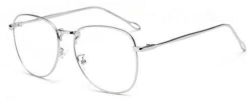 TECH-LINE-DIRECT FASHION ACCESSORIES Metal Frame Rectangle Clear Lens Glasses Geek Spectacles Mens Womens UK (Silver Frame + Clear Lens)