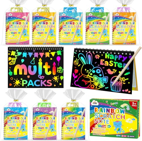 ZMLM 24 Pack Rainbow Art Scratch Notebooks for Kids Birthday Party Favors