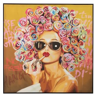 J-Line Wanddekoration Graffiti Frau Lippenstift Leinwand/Farbe Mix