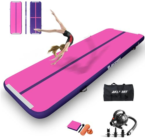 AKSPORT Air Matte Track Tumbling Matte,3/4/5/6m Aufblasbar Gymnastikmatte Turnmatte Tumbling Matten 10/20cm hoch mit Luftpumpe für Zuhause/Taumel/Turnhalle/Ausbildung/Cheerleading