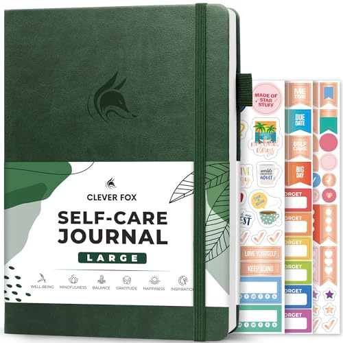 Clever Fox Self-Care Journal for Women, Daily Planner A4 Forest Green | 3-month mental health journal, habit tracker, wellness journaling supplies for women & teen girls, gratitude & mood log