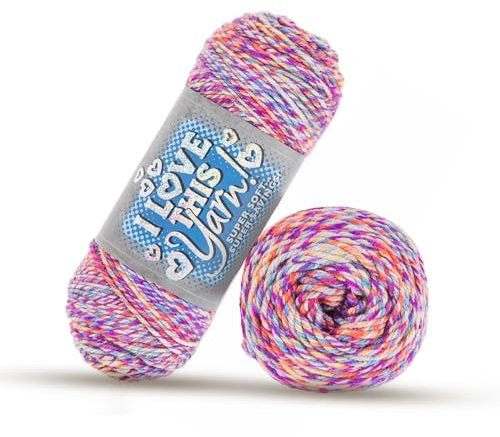 Hobby Lobby I Love This Yarn 4 – mittelgroßes Acrylgarn zum Häkeln und Stricken, 250 Meter für Decken, Hüte und mehr, Bastelbedarf für Bastelzubehör (Lollipop Love)