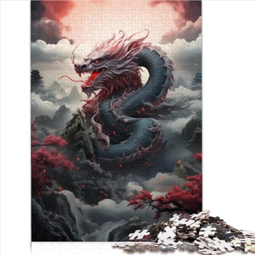 Puzzle für Erwachsene, 1000 Teile, mythischer Drache, Holzpuzzle für Erwachsene und Kinder ab 14 Jahren, herausforderndes, schwieriges Puzzle, 1000 Teile (50 x 75 cm)