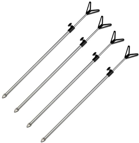 4X Rutenhalter mit V-Auflage Teleskop 50-90cm Aluminium Erdspieß Rutenständer Rod