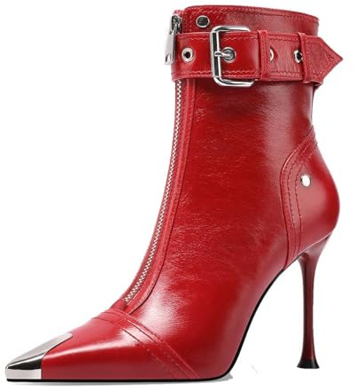aanieshoeya Stivali Donna Eleganti Pelle Bassi Fibbie Ankle Boots for Women con Tacco Alto a Spillo High Heels