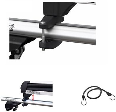 farbrothersonline Compatible avec DACIA DUSTER Kit de montage extérieur carrière porte ski ICEBERG 4 menabo à chevallet pour barres sans rail supérieur central mesure maximale 30 x 60 cm