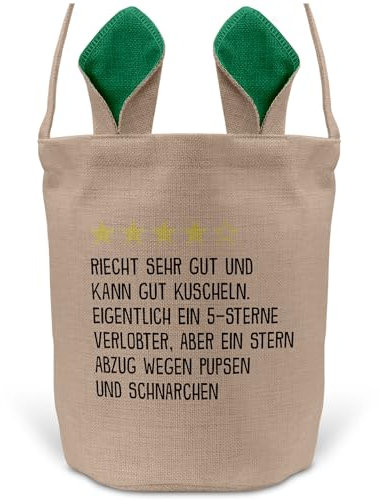 22Feels Verlobter Männer Osterkorb mit Henkel Ostergeschenk Tragetasche Ostern Deko Osternest Körbchen Hasenohren (Beige/Grün)