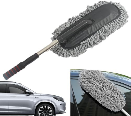 Kasmole Plumero para Coche Exterior e Interior sin Arañazos | Cepillo Extensible de Microfibra para Detalles Automáticos