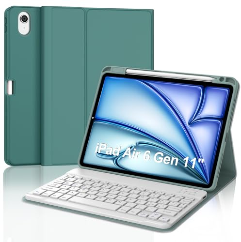 Cover Tastiera per iPad Air 11 M4 2026/M3 2025/M2 2024, Verde Scuro | Custodia con Bluetooth Rimovibile Tastiera per iPad Air 11 Pollici M4/M3/M2, Italiano QWERTY