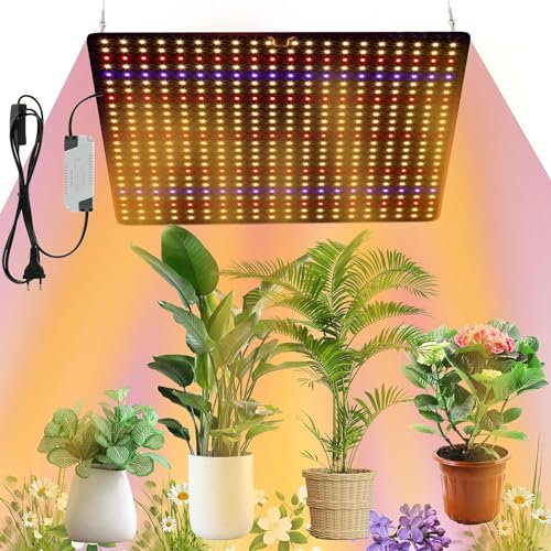 Lampadina Crescita Piante Indoor 500 LEDs 1000W Lampada per Piante LED Spettro Completo con 4 Gancio Lampada LED Coltivazione per Serra Piante Ortaggi Fiori (Bianco+Rosso+Blu, 500LEDs)