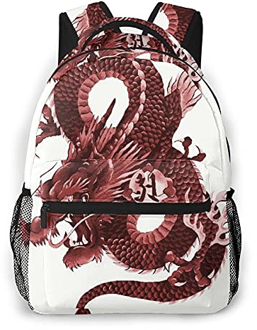 Yaxinduobao Multi-Freizeit-Rucksack, japanischer Drache, Reise, Sport, Schultasche für Erwachsene, Jugendliche, Studenten, Rucksäcke für Sport, Outdoor, Laufen, Reisen, Wandern, Siehe Abbildung, One