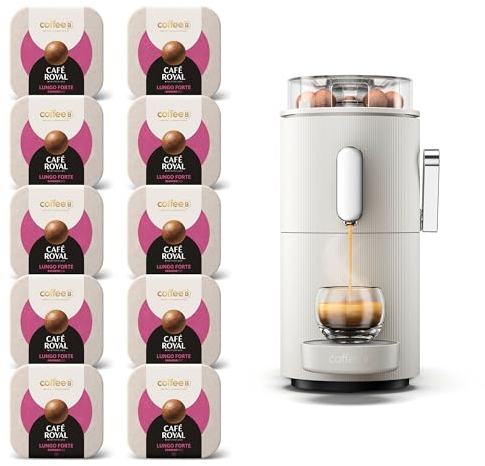 CAFE ROYAL SWITZERLAND PROFESSIONAL Machine à Café CoffeeB Globe Blanc 1.3L avec 90 Coffee Balls Lungo Forte - 100% Compostables