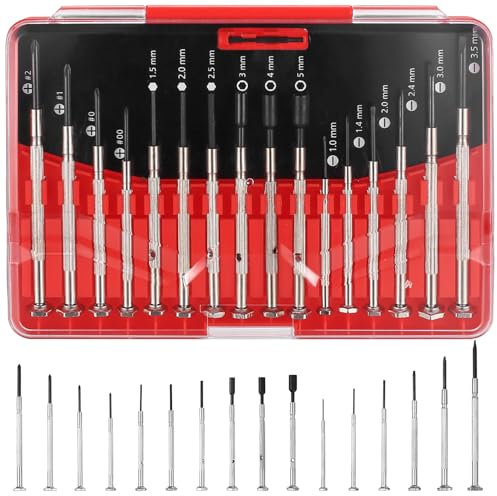 16 Pcs Juego de Destornilladores Precisión, Mini Destornillador Precision, Juego Destornilladores Pequeño de Punta Plana y PH y Hexagonales para Reparación de Relojes Gafas Ordenador Electrónicos