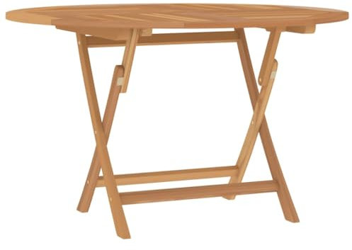 Mesa de comedor de madera maciza de teca para exteriores con agujero para sombrilla, mesa redonda plegable para patio para comedor de jardín