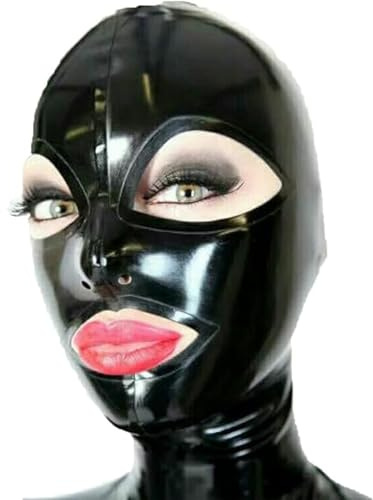 Kangxinsheng Schwarze Latex Mask,Vollständige Gummimaske für Unisex | Natürlicher Gummi Latexmaske,Handgefertigte Latex Kopfhüllen,Dehnbarer Latexmasken Gummi Club Kleidung für Cosplay