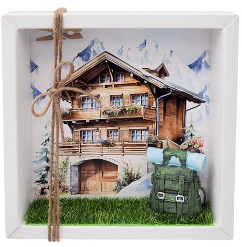 ZauberDeko Geldgeschenk Verpackung Wandern Frühling Sommer Rucksack Grün Reise Urlaub Hütte Gutschein Berghütte