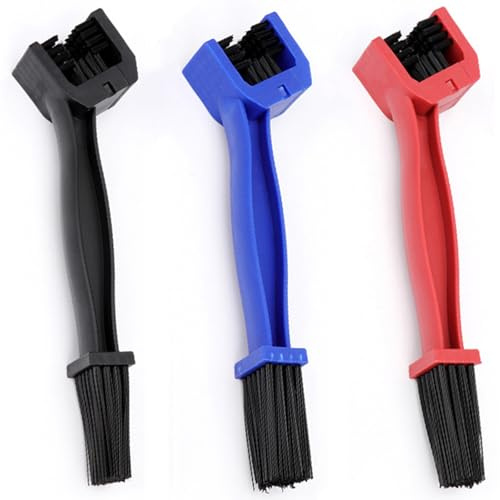 Ketten Reinigungsbürsten 3 Stück Kettenreiniger Bürste Set Kettenreinigung kettenbürste Sauberen Bürsten zum Reinigen für Auto Motorrad Fahrrad oder Rollerketten Chain Cleaner Brush (Schwarz Blau Rot)