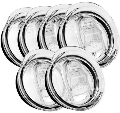 Skinny Tumbler Lid Replacement 6Pcs 2.8 Spill Proof Tumbler Lid Clear Splash Resistant Tumbler Lid Replacement Safe Coffee Cup Lids 20 oz Tumbler Lid, Coffee Cup Lids