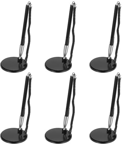 PATIKIL 6Pcs Secure Ballpoint Pen with Adhesive Chain and Security Pen Holder, Black Ink, Plastic, 17 cm/7.3 Inch, 0.5mm Refill, Office Writing Instrument