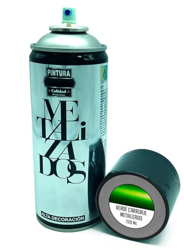AC - Bote de Pintura en Spray - Fabricado en España - Ideal para cualquier superficie, Madera, Metal, Cartón, Piedra o Cerámica - Capacidad de 200 ML - Color Verde Carruajes Metalizado