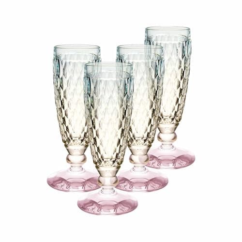 Villeroy & Boch Boston Pearl Sektglas 4er Set, Bunt Schimmernd, Spülmaschinenfest, Glas für Sekt oder Champagner, Prosecco Glas, Sektflöte, Champagnerglas, Kristallglas