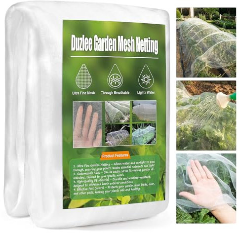 Ultra-Fine Mesh Garden Netting Plant Netting Covers Thickened Insect Bird Butterfly Protection Net, Durable Cover for Vegetables Fruits Flowers Crops Greenhouse Raised Beds (10x66ft/3x20m)