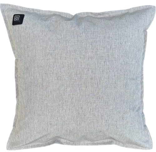 Warmpi® Outdoor Heizkissen – Beheiztes Gartenkissen 45x45 cm – Inklusive 10.000mAh Powerbank – 3 Heizstufen – Wasserabweisend & UV-beständig – Kissen/Wärmekissen für Outdoor & Innen (Grau)