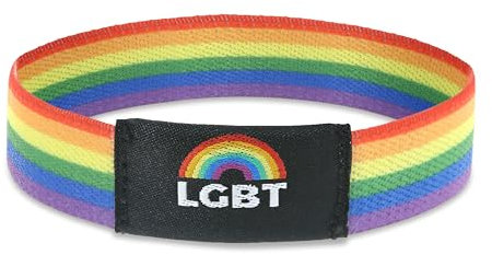 Made by Nami Bracciale arcobaleno elastico LGBTQ Bracciale in tessuto Queer Gay Trans Pride Festival Gioielli, Anpassbar, Poliestere, Nessuna pietra preziosa