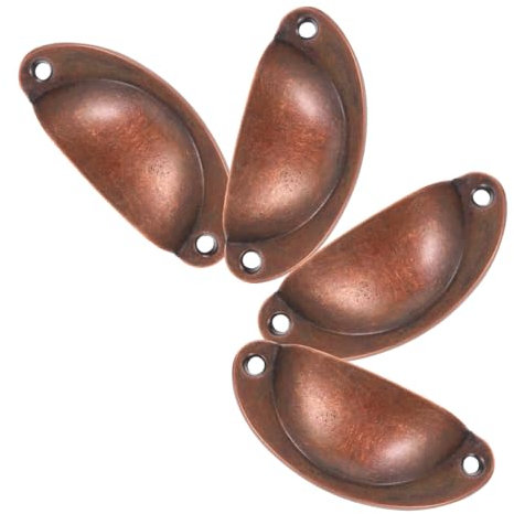 PRETYZOOM 4 Stück Antike Muschelgriffe aus Eisen Halbrund 4mm Schraublöcher für Schubladen und Apothekerschränke Vintage Elegant