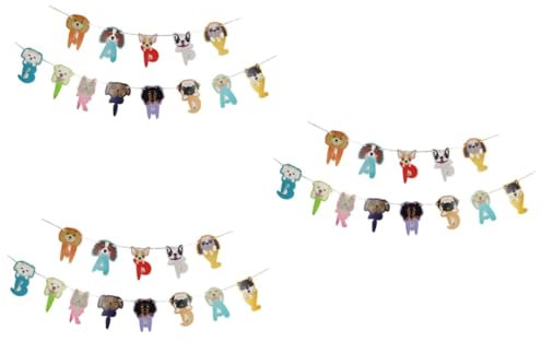IMIKEYA 3 Sätze Geburtstags-Wimpelkette geburtstagsdekorationen Hundemuster Geschenkidee Feiertagsdekoration Party-Banner Hundeparty-Zubehör Geburtstags-hängende Flagge Hundestreamer