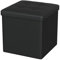 Oak & Tea PU Leather Storage Ottoman, Foldable Seat Stool with Storage, Small Cube Footrest Pouffe, Compact Storage Bench for Living Room, Bedroom, 30x30x30cm, Black