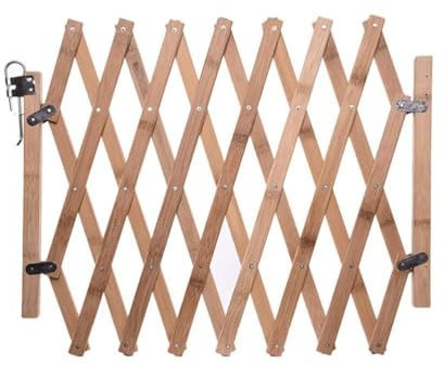 KIMISS Puerta de Mascotas Ajustable retráctil: Valla de Seguridad de Puertas Corredizas de Madera para Uso Interior: Se Ajusta a Las, Escaleras y Más - Ideal para Perros, Conejos y Pequeñas