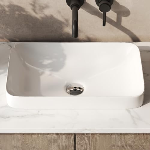 DeerValley Aufsatzwaschbecken aus Keramik 49x30cm | Waschbecken mit abgerundeten Ecken, hygienisch und leicht zu reinigen, platzsparend für kleine Badezimmer und Gäste-WCs