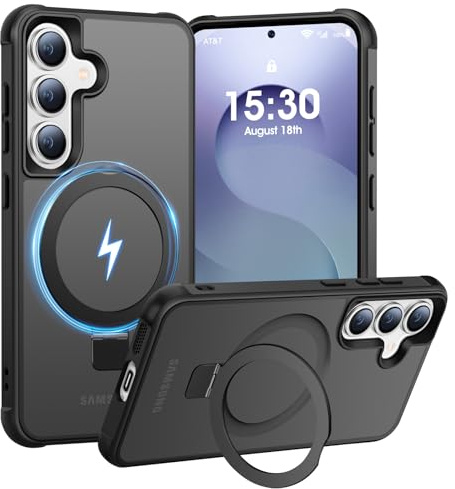 BENTIACC Hülle für Samsung Galaxy S24 Plus/S25 Plus Magnet Ständer, Schwarz | 120° Öffnungsbereich, Mil-Grade Drop Shockproof, Kratzfeste Fingerabdruck Rutschfest Handyhülle, Die Hände frei habe